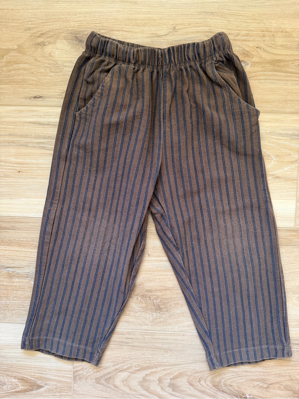 Zara Brown Pants with Navy Pinstripes